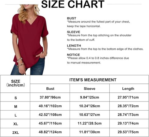 Davenil Women's V-Neck Shirts Loose Blouses Short Sleeve Casual Rolled Sleeve Tunic Tops in Saudi Arabia