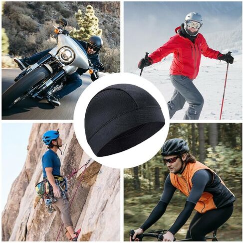 VEdusa قبعات الجمجمة السوداء خوذة بطانة غطاء فتل العرق تشغيل القبعات الدراجات الجمجمة قبعات للرجال النساء الرجال الدراجات قبعات in Kuwait