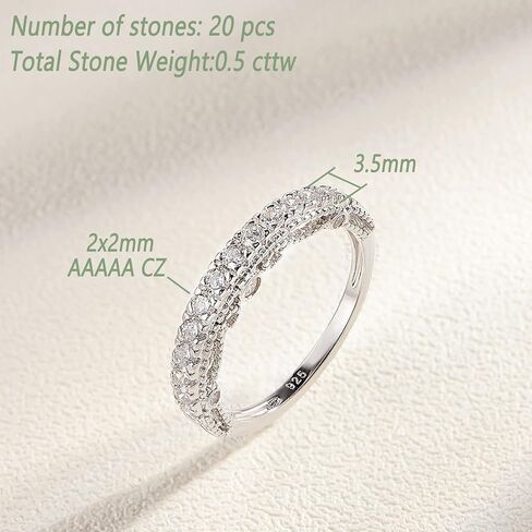 Wuziwen 4 Carat Emerald Cut Sterling Silver Engagement Rings Wedding Ring Set for Women with 3.5mm Eternity Ring for Her Vintage Cubic Zirconia Stackable Ring Enhance SZ 8 in Saudi Arabia