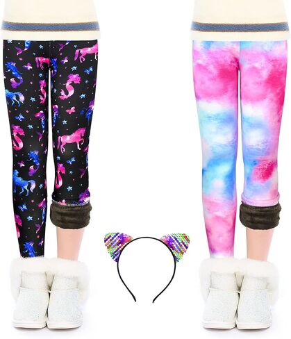slaixiu Warm Girls Leggings Fleece Lined Winter Thick Printing Kids Pants in Saudi Arabia