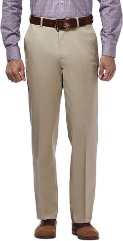 Haggar Men's Premium No Iron Khaki Classic Fit Flat Front Casual Pant (Regular and Big & Tall Sizes) in Saudi Arabia
