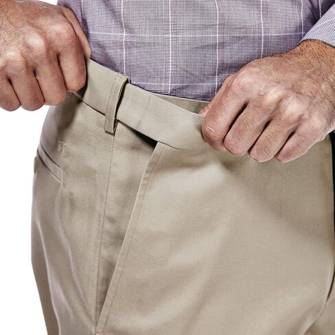 Haggar Men's Premium No Iron Khaki Classic Fit Flat Front Casual Pant (Regular and Big & Tall Sizes) in Saudi Arabia