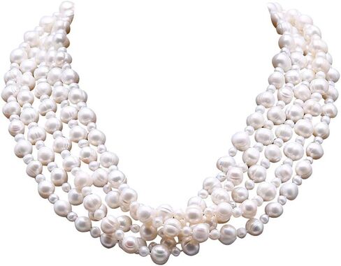 JYX لؤلؤة متعددة الخيول قلادة 5-8 ملم لؤلؤة مستزرعة قلادة 22 بوصة in Kuwait