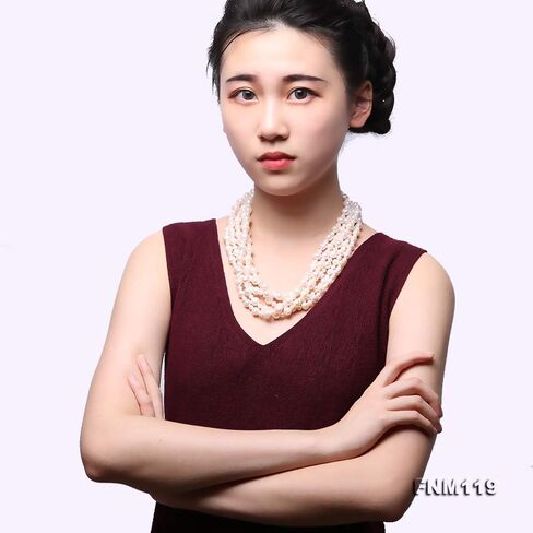 JYX لؤلؤة متعددة الخيول قلادة 5-8 ملم لؤلؤة مستزرعة قلادة 22 بوصة in Kuwait