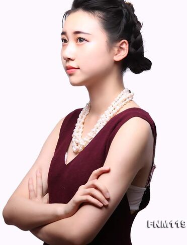 JYX لؤلؤة متعددة الخيول قلادة 5-8 ملم لؤلؤة مستزرعة قلادة 22 بوصة in Kuwait