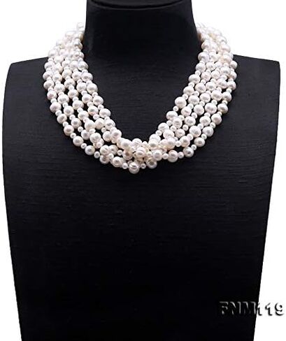 JYX لؤلؤة متعددة الخيول قلادة 5-8 ملم لؤلؤة مستزرعة قلادة 22 بوصة in Kuwait