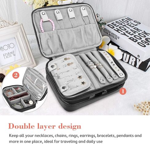 Travel Jewelry Organizer Bag Bundle with 6 Slots Watch Box with Drawer in Saudi Arabia