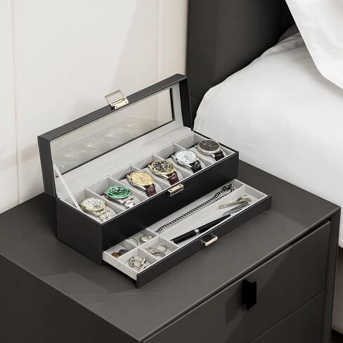Travel Jewelry Organizer Bag Bundle with 6 Slots Watch Box with Drawer in Saudi Arabia