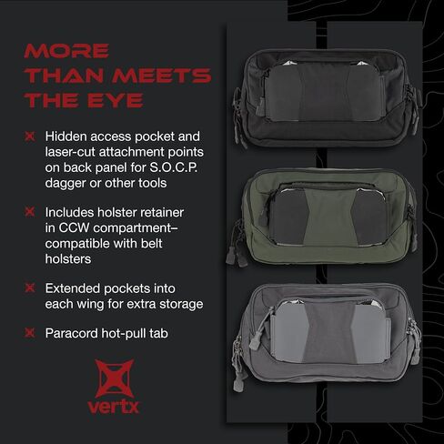 Vertx S.O.C.P. Tactical Fanny Pack, CCW Crossbody Waist Bag for Men and Women, Concealed Carry, EDC, Travel, Work in Saudi Arabia