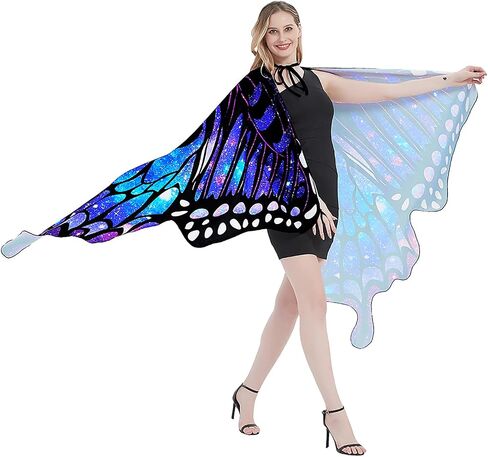 plainshe Butterfly Wings, Fairy Wings for Adults, Butterfly Costume Blue, Halloween Costumes for Women, 3PCS Butterfly Cape Set. in Saudi Arabia