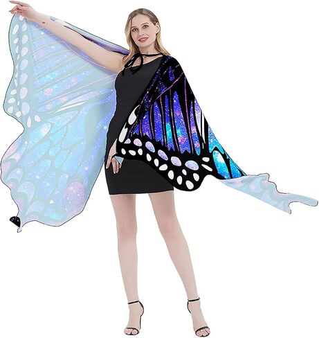 plainshe Butterfly Wings, Fairy Wings for Adults, Butterfly Costume Blue, Halloween Costumes for Women, 3PCS Butterfly Cape Set. in Saudi Arabia