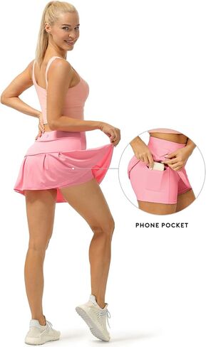 icyzone Pleated Tennis Skirts for Women with Pockets Shorts, Athletic Running Workout Golf Skorts in Kuwait