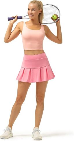 icyzone Pleated Tennis Skirts for Women with Pockets Shorts, Athletic Running Workout Golf Skorts in Kuwait