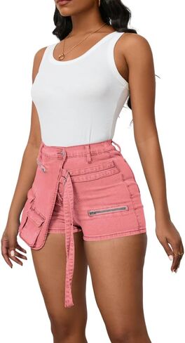 PINSV Women's Denim Skorts Stretchy Asymmetrical Jean Skirt Shorts in Saudi Arabia