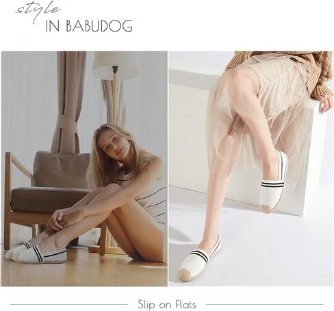 BABUDOG Womens Espadrilles Breathable Flats Shoes Mesh Slip on Loafers Soft White Flats in Kuwait