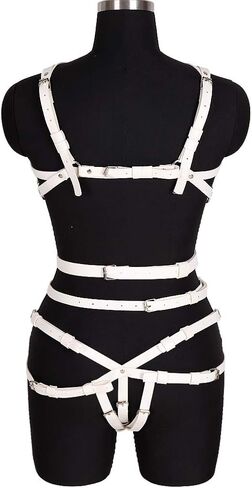 Women's leather body harness bra Pentagram chest strap Lingerie cage set Waist belt Punk gothic in Kuwait