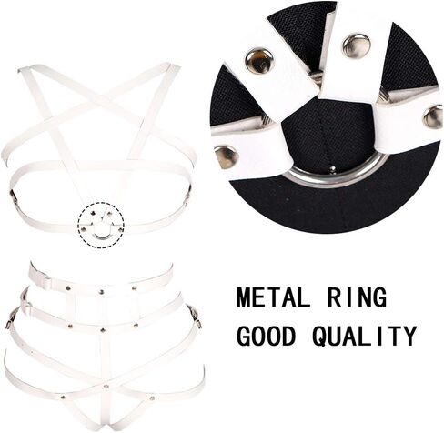 Women's leather body harness bra Pentagram chest strap Lingerie cage set Waist belt Punk gothic in Kuwait