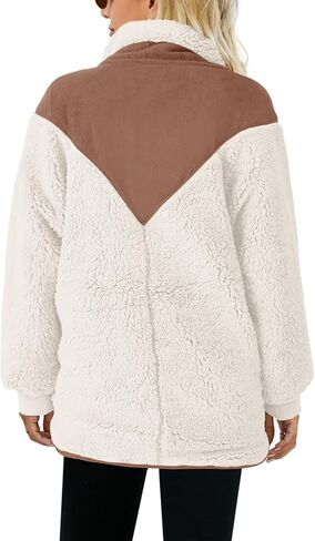 Panadila Womens Half Snap Fleece Pullover Oversized Fuzzy Sweatshirt with Pockets Trendy Warm Sherpa Sweater in Saudi Arabia