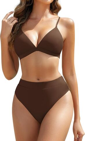 Zuvebamyo Women's High Waisted Bikini Sets Two Piece Triangle Swimsuit Back Hook Cheeky Bathing Suits in Saudi Arabia