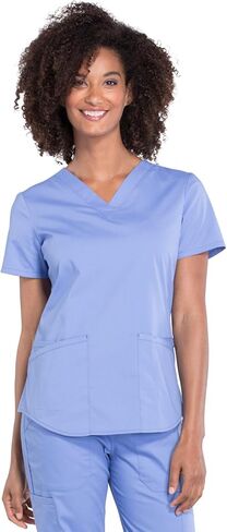 مجموعة ملابس العمل النسائية الاحترافية WW665 بلوزة برقبة على شكل حرف V وWW170 متوسطة الارتفاع مستقيمة الساق قابلة للسحب على البضائع، Ciel- S Top/S Pant in Kuwait