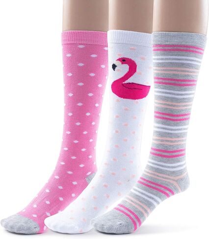 جوارب طويلة حتى الركبة ملونة من الخيزران للفتيات بتصميمات حيوانات جريئة - 3 أزواج in Kuwait