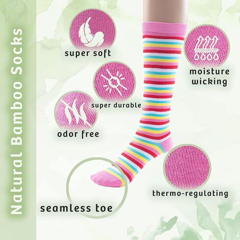 جوارب طويلة حتى الركبة ملونة من الخيزران للفتيات بتصميمات حيوانات جريئة - 3 أزواج in Kuwait