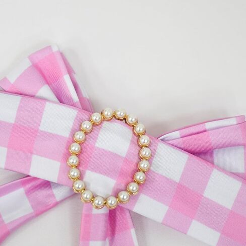 Ubeufun Pink and White Gingham Dress with Necklace Earrings Hat Halloween Costume Movie Cosplay Outfit Girls Party Dress in Kuwait