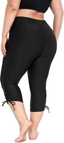 FOREYOND Plus Size Women's Swim Capris Long Rash Guard High Waisted Tankini Bottoms Swimwear Shorts in Saudi Arabia
