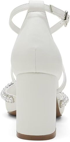 YWXYMGE High Block Heel Wedding Shoes for Bride Closed Toe Pearl Bridal Shoes Women Chunky Heels in Saudi Arabia