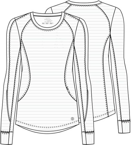Cherokee Infinity CK765 Women's Long Sleeve Underscrub Knit Tee, Pink Tonic/White, Large in Saudi Arabia