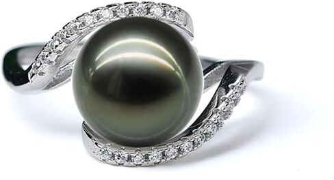 Nonnyl Gifts for Women-Tahitian-Black-Pearl-Ring-Gift for Wife Wedding Birthday Anniversary-Mom Girlfriend Her Mothers Day Valentines Day Christmas-18K Gold Plated Sterling Silver Pearl Rings, Pearl, in Saudi Arabia