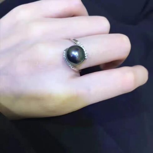 Nonnyl Gifts for Women-Tahitian-Black-Pearl-Ring-Gift for Wife Wedding Birthday Anniversary-Mom Girlfriend Her Mothers Day Valentines Day Christmas-18K Gold Plated Sterling Silver Pearl Rings, Pearl, in Saudi Arabia