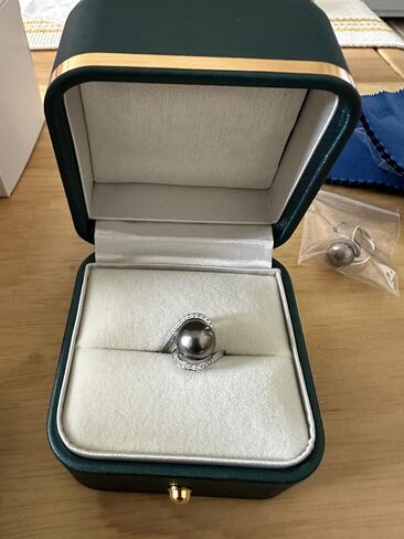 Nonnyl Gifts for Women-Tahitian-Black-Pearl-Ring-Gift for Wife Wedding Birthday Anniversary-Mom Girlfriend Her Mothers Day Valentines Day Christmas-18K Gold Plated Sterling Silver Pearl Rings, Pearl, in Saudi Arabia