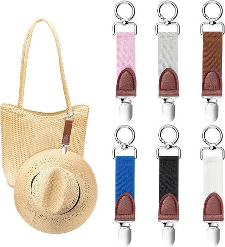 6 قطع مشبك قبعة للسفر على حقيبة الأمتعة وحقيبة اليد وحقيبة الظهر المرنة وحامل القبعة ومقبض قوي منقار البط وقبعة محمولة للاستخدام في الهواء الطلق ورفيق من القماش الصديق للسفر للعائلة والأطفال والكبار in Kuwait