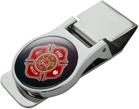 Firefighter Fire Rescue Maltese Cross Satin Chrome Plated Metal Money Clip in Saudi Arabia