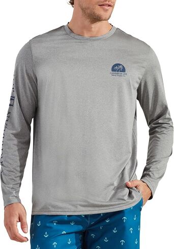 CARIBBEAN JOE Men's Standard Rash Guard, Island Sunset Long Sleeve Sun Protection Swim, Beach and Fishing T-Shirt Top in Saudi Arabia