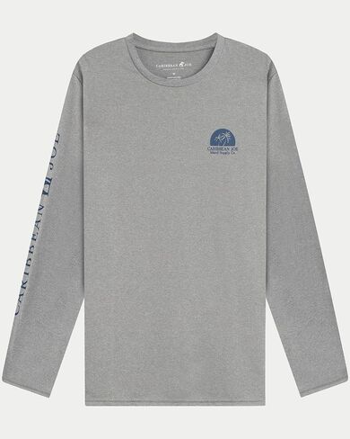 CARIBBEAN JOE Men's Standard Rash Guard, Island Sunset Long Sleeve Sun Protection Swim, Beach and Fishing T-Shirt Top in Saudi Arabia