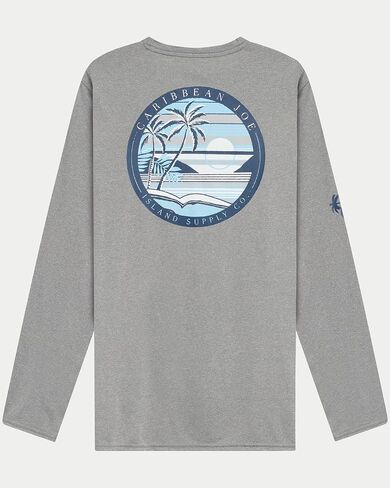 CARIBBEAN JOE Men's Standard Rash Guard, Island Sunset Long Sleeve Sun Protection Swim, Beach and Fishing T-Shirt Top in Saudi Arabia