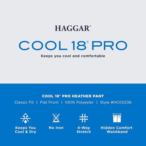 Haggar Men's Cool 18 Pro Classic Fit Flat Front Pant - Regular and Big & Tall Sizes in Saudi Arabia