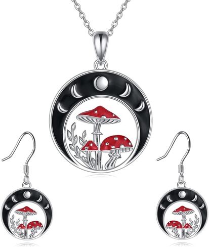 MONGAS Mushroom Jewelry Sets Sterling Silver Moon Phase Mushroom Jewelry Gifts For Women in Saudi Arabia