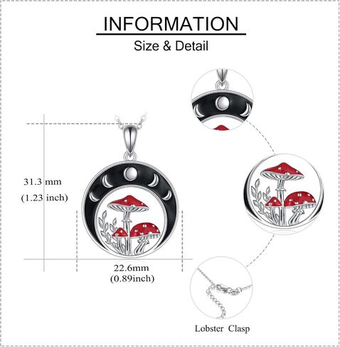 MONGAS Mushroom Jewelry Sets Sterling Silver Moon Phase Mushroom Jewelry Gifts For Women in Saudi Arabia
