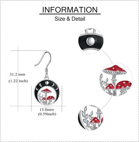 MONGAS Mushroom Jewelry Sets Sterling Silver Moon Phase Mushroom Jewelry Gifts For Women in Saudi Arabia