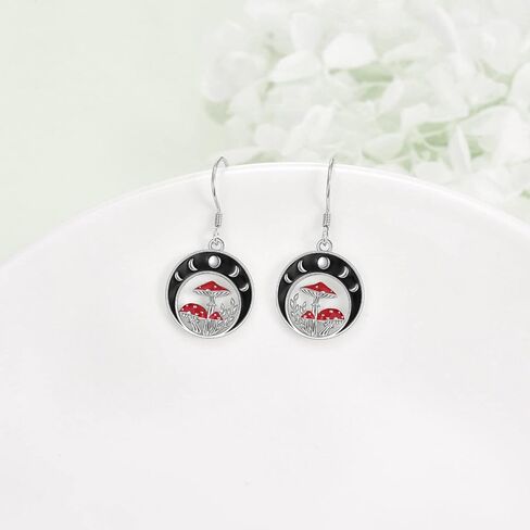 MONGAS Mushroom Jewelry Sets Sterling Silver Moon Phase Mushroom Jewelry Gifts For Women in Saudi Arabia