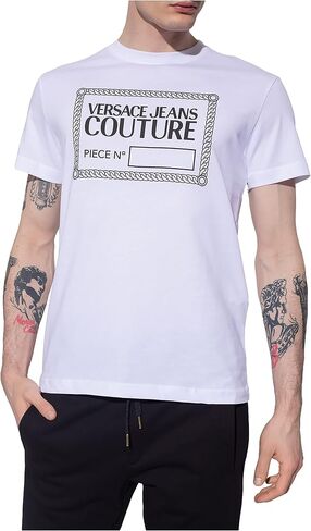 Versace Jeans Couture Men's White Label Design Short Sleeve T-Shirt in Saudi Arabia