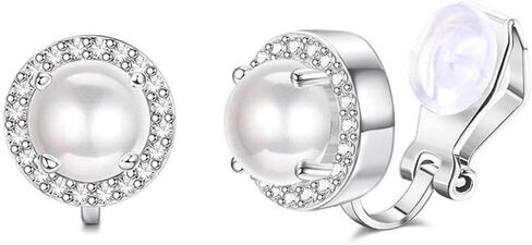Aloha Earrings Round Halo Crystal Clip On Stud Earrings in Saudi Arabia