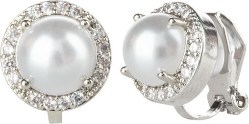 Aloha Earrings Round Halo Crystal Clip On Stud Earrings in Saudi Arabia