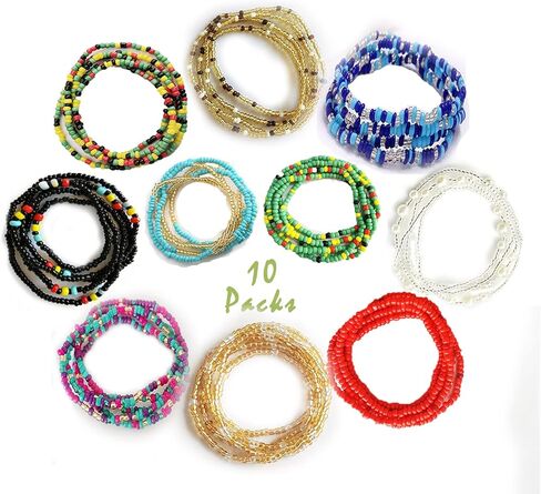 INKERSCOOP مجموعة خرز الخصر الأفريقي سلسلة خرز الخصر مع حجم كبير خرز الخصر للنساء إكسسوارات بيكيني للشاطئ سلسلة البطن in Kuwait