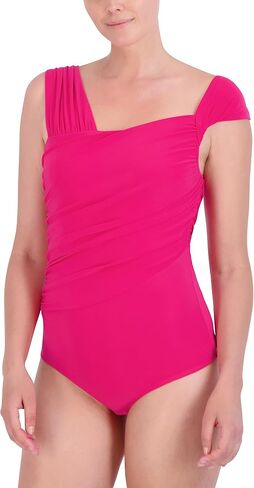 BCBGMAXAZRIA womens Asymmetrical Neck Sleeveless Ruched Bodysuit With Snap Button Closure in Saudi Arabia
