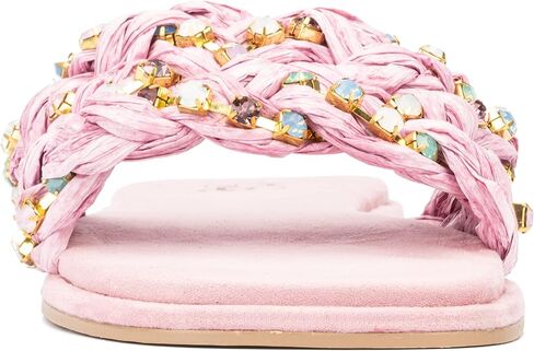 NY & C - New York & Company Izzy Women's Gems Slides كاجوال، صنادل، مقدمة مستديرة، مطاط لدن بالحرارة ونعل خارجي من البوليستر in Kuwait