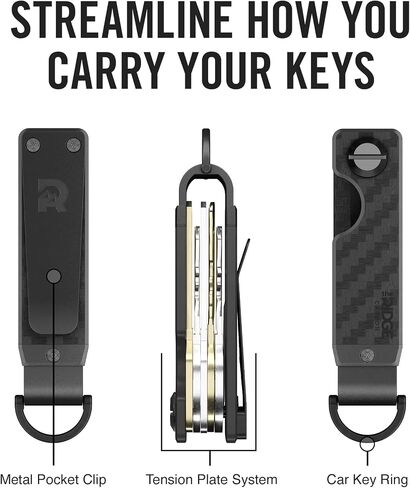 حزمة Ridge Secure Essentials: محفظة نحيفة تحجب RFID مع مشبك نقود ومجموعة منظم مفاتيح مدمجة (ألياف الكربون) in Saudi Arabia